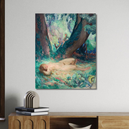 Nu Au Petit Faune Henri Lebasque hlb59 quadro stampato su tela