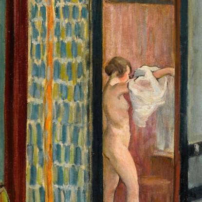 Nudo Indossando La Camicia In Un Interno Henri Lebasque hlb62 quadro stampato su tela