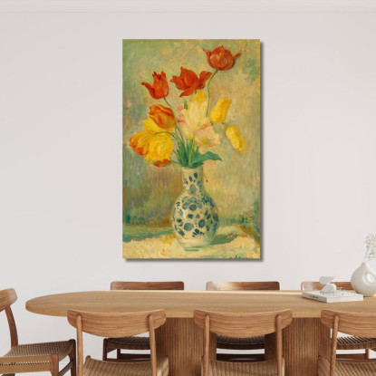 Tulipani In Un Vaso Di Delft Henri Lebasque hlb70 quadro stampato su tela