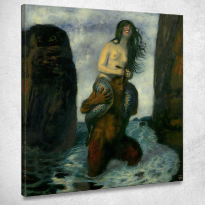 Fauno E Sirena Franz von Stuck fvs31 quadro stampato su tela