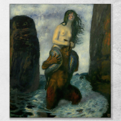 Fauno E Sirena Franz von Stuck fvs31 quadro stampato su tela