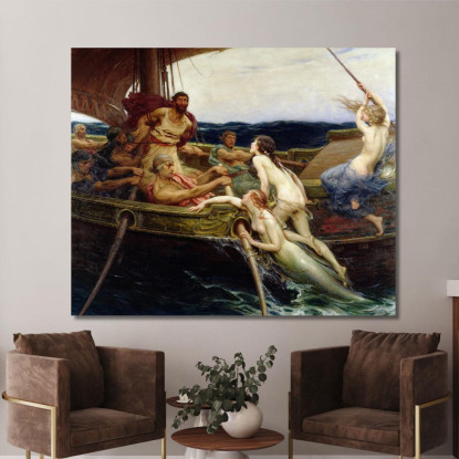 Ulisse E Le Sirene Herbert James Draper hjd19 quadro stampato su tela