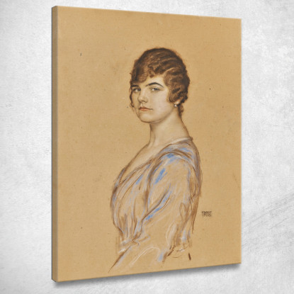 Ragazza In Un Vestito Blu Franz von Stuck fvs36 quadro stampato su tela