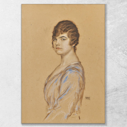Ragazza In Un Vestito Blu Franz von Stuck fvs36 quadro stampato su tela