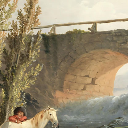 Ponte Sopra Una Cascata Hubert Robert hrb26 quadro stampato su tela