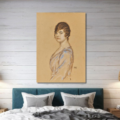 Ragazza In Un Vestito Blu Franz von Stuck fvs36 quadro stampato su tela