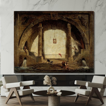 La Fontana Hubert Robert hrb52 quadro stampato su tela