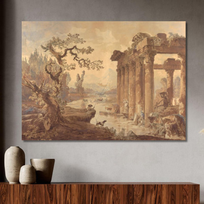 Paesaggio Con Rovine Hubert Robert hrb58 quadro stampato su tela