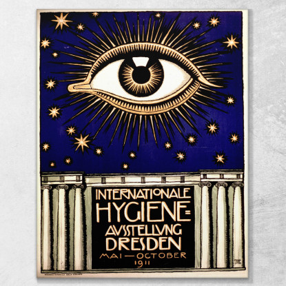 Mostra Internazionale Dell'Igiene Franz von Stuck fvs42 quadro stampato su tela