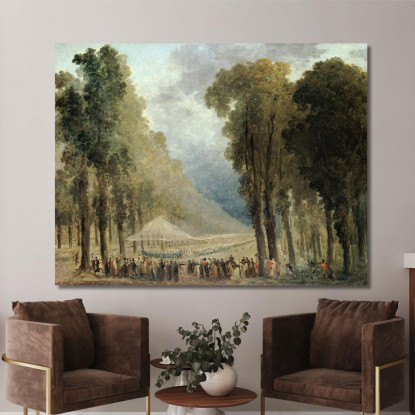 Pasto Servito Alle Truppe In Un Vicolo Degli Champs-Élysées O Nel Parco Di Saint-Cloud Hubert Robert hrb79 quadro stampato su t