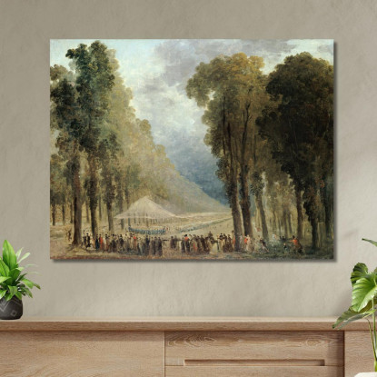 Pasto Servito Alle Truppe In Un Vicolo Degli Champs-Élysées O Nel Parco Di Saint-Cloud Hubert Robert hrb79 quadro stampato su t