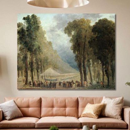 Pasto Servito Alle Truppe In Un Vicolo Degli Champs-Élysées O Nel Parco Di Saint-Cloud Hubert Robert hrb79 quadro stampato su t