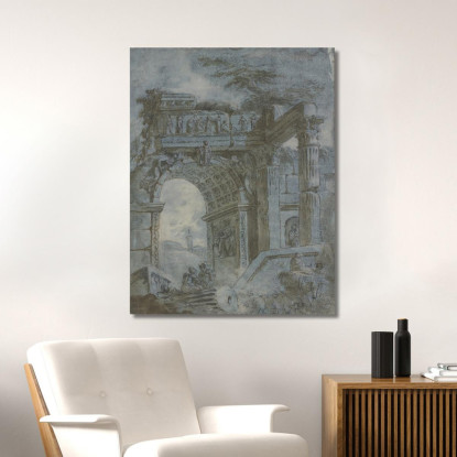 Arco Di Trionfo Romano Hubert Robert hrb82 quadro stampato su tela